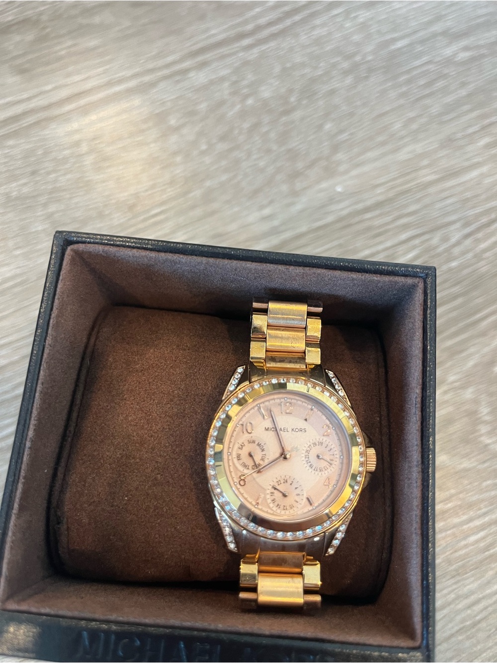Michael Kors Gold and Rose Gold Crystal-Accent Bracelet Watch